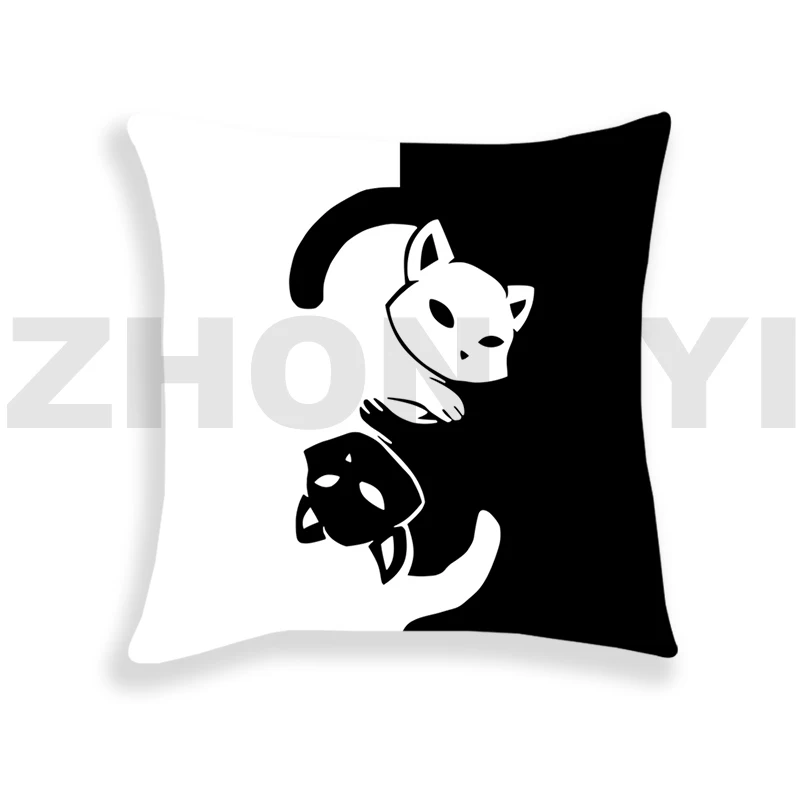 

3D Anime Cat Yin Yang Pillowcover 45x45cm Body Pillow Cushion Black and White Cat Type Cover Pillow Hugs Home Decor Pillow Case