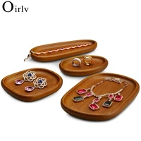 oirlv wooden jewelry tray for ring earrings necklace bracelet watch concave rectangle jewelry display stand organizer holder