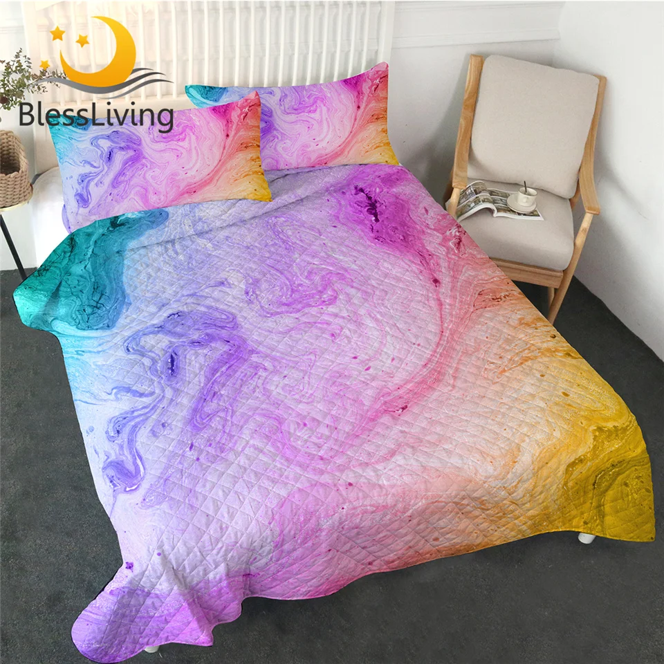 Цветное Мраморное покрывало с пастельным розовым песком 3 предмета|Одеяла| |