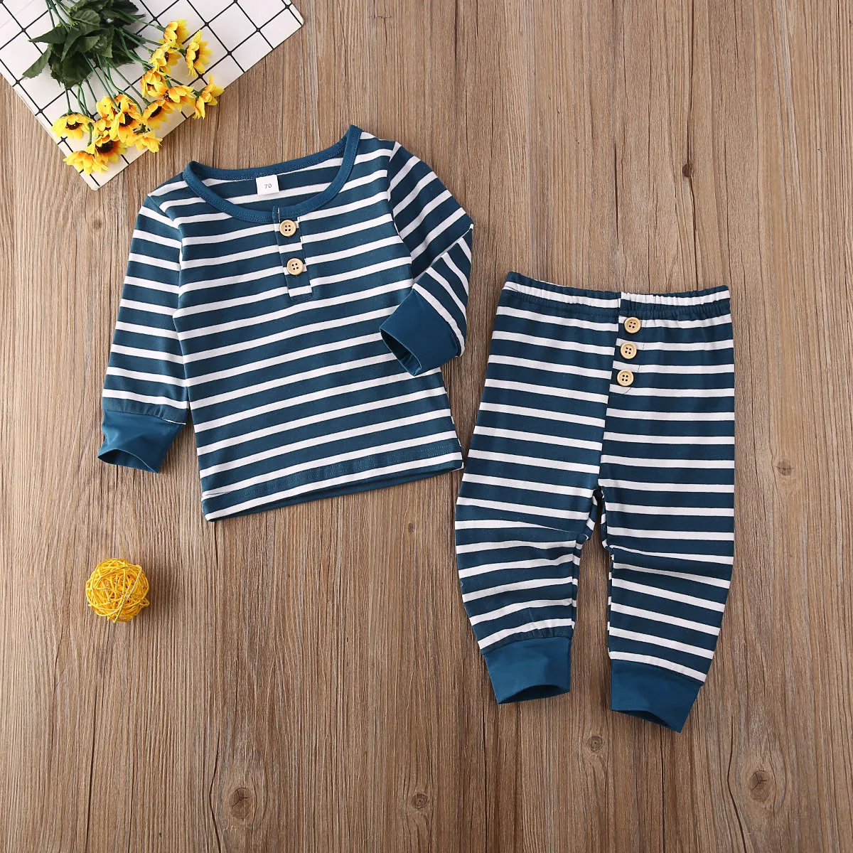 0-24M Newborn Infant Baby Boy Girl Clothes Sets Winter Pullover Striped Long Sleeve Tops Pants Outfits Set Tracksuit | Детская одежда и