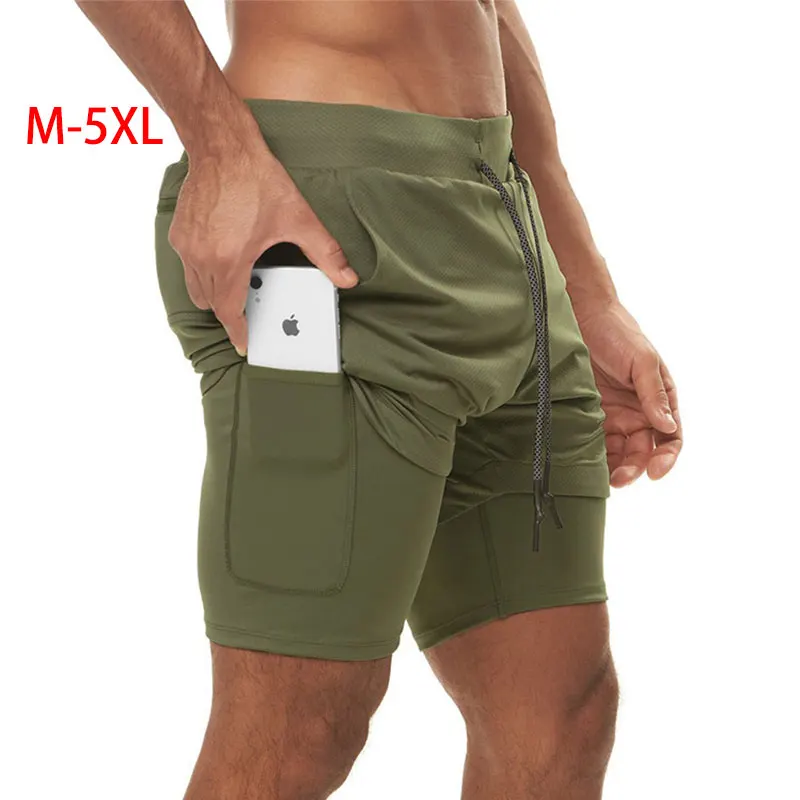 

2021 New Running Men's Shorts 2 in 1 Double-Layer Quick-Drying GYM Jogging Fitness Sports Basketball Shorts Workout Compression