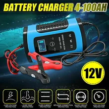 12V 6A Pulse Repair Smart Charger With LCD Display For Motorcycle Car Battery 12V AGM GEL WET Lead Acid Battery Charger EU Plug