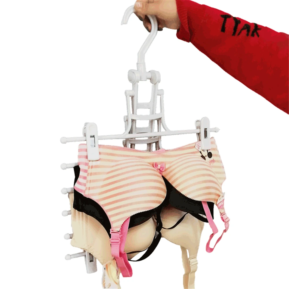 

B-LIFE Foldable Clip Hangers with 26 Drying ClipsUnderwear Hanger with Clips Plastic Laundry Clip and Drip Drying Hanger Socks