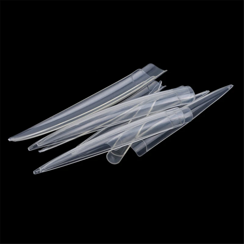 12pcs/set False Nails Natural /Clear/White Stiletto Sharp French Artificial Acrylic Fake Long Tips Design Femme | Красота и здоровье