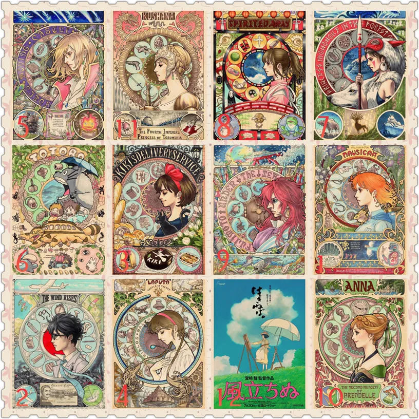 

Hayao Miyazaki аниме GQJ01 постер фильма, плакат из крафт-бумаги, декоративная живопись, настенные Стикеры, художественной росписи плакат, ретро пост...