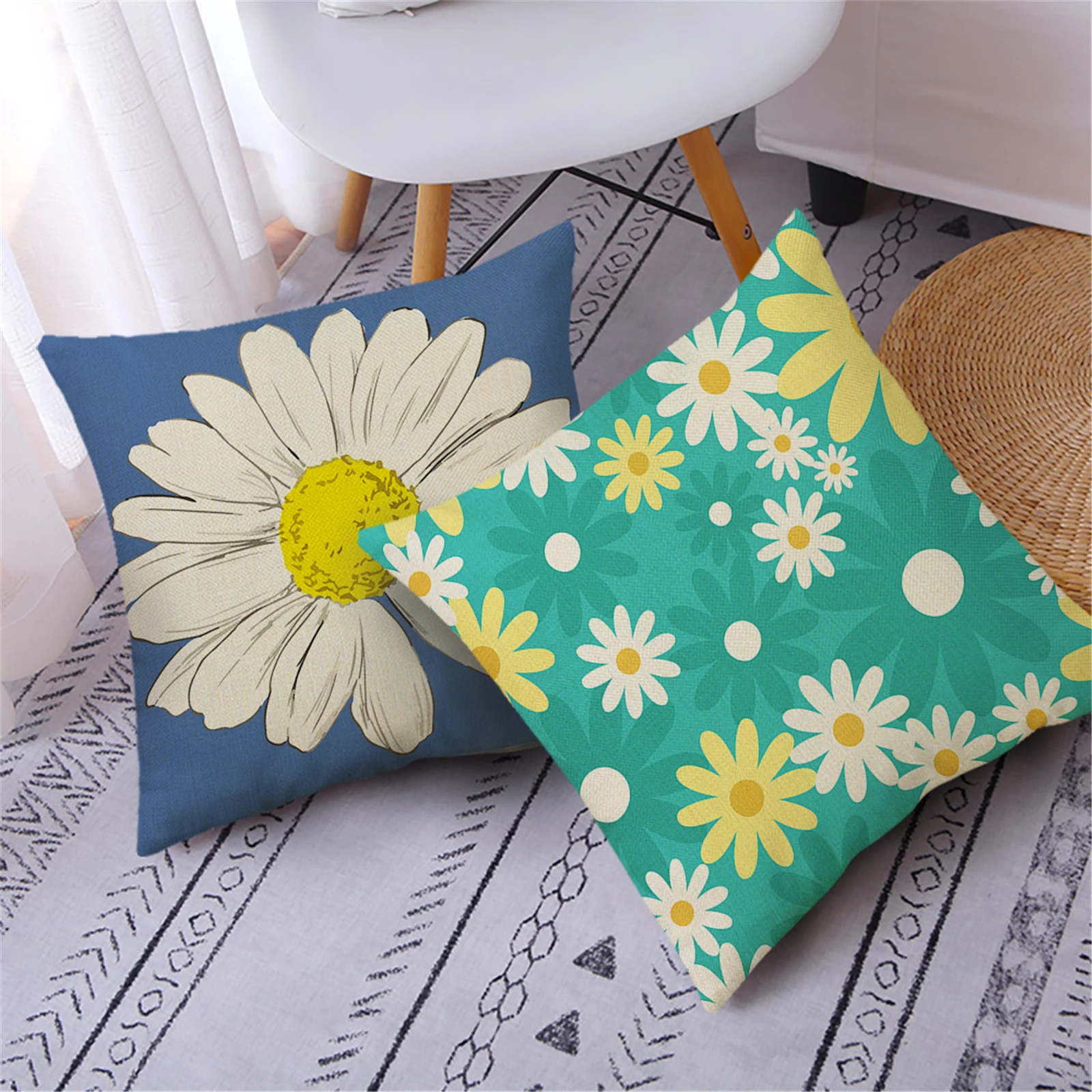 

Small Flower Decorative Pillow Cases Pink Yellow Grey Throw Pillows For Living Room Bed Sofa Cushion Covers Funda Cojin Almofada