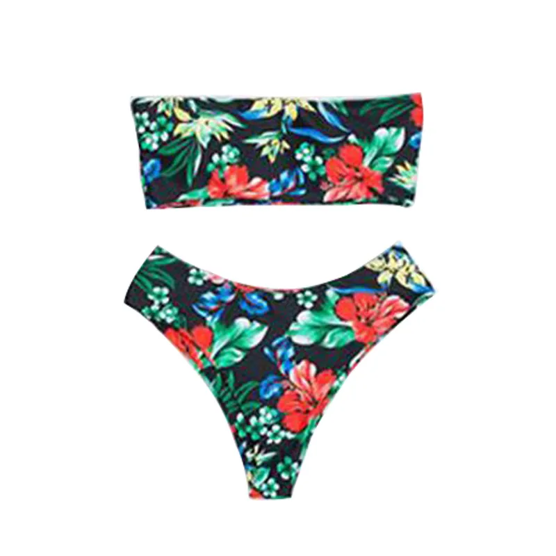 

Storyever Women's Swimwear Summer Beach Sexy Print Split Swimsuit High Waist Leaky Back Feminine Bikini Set