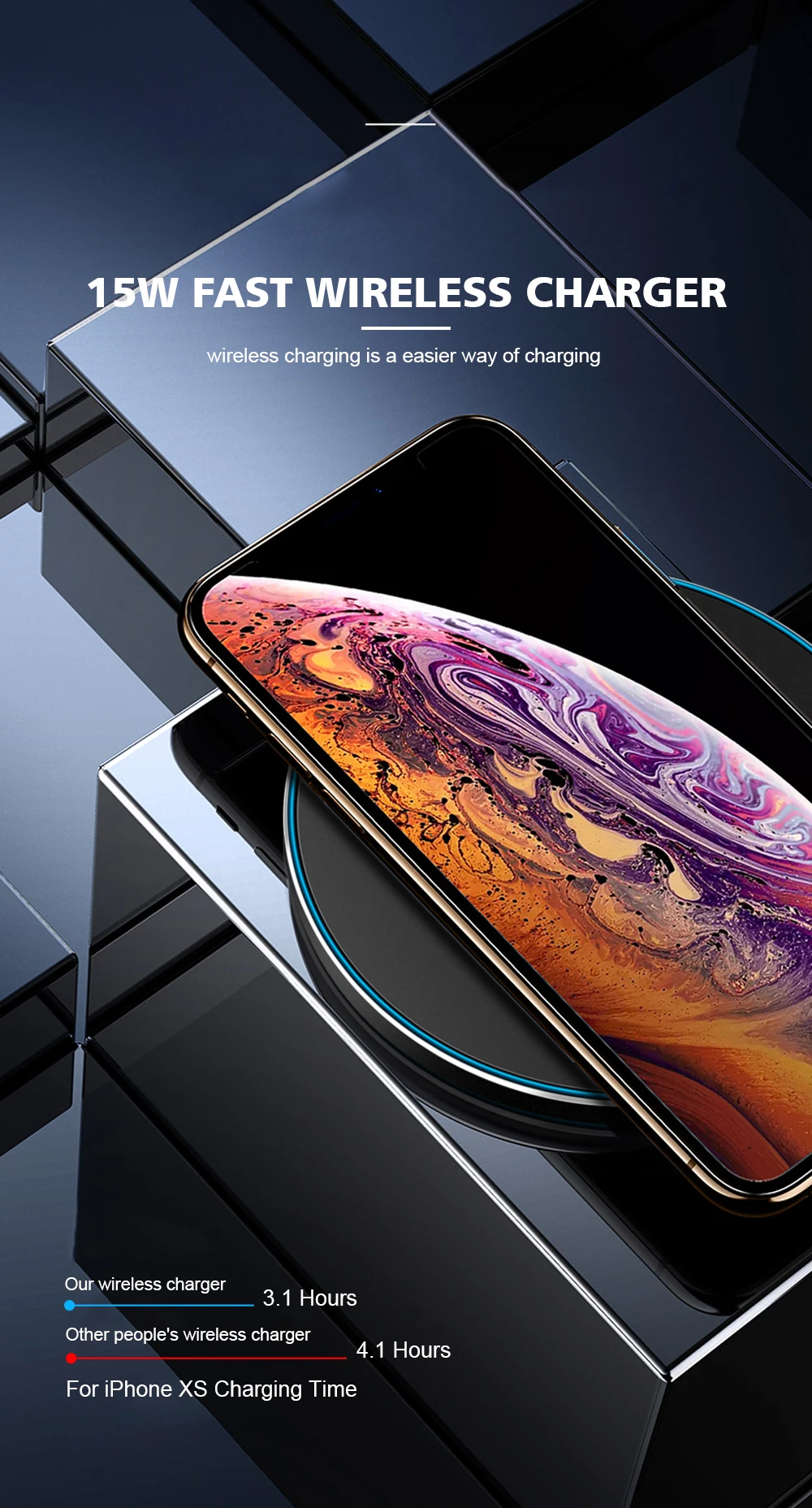 15 Вт Qi Беспроводная зарядная станция для samsung S10 S9 Note 10 S10E Iphone 11 Pro Max XR huawei P30 Pro Беспроводная зарядка индукция