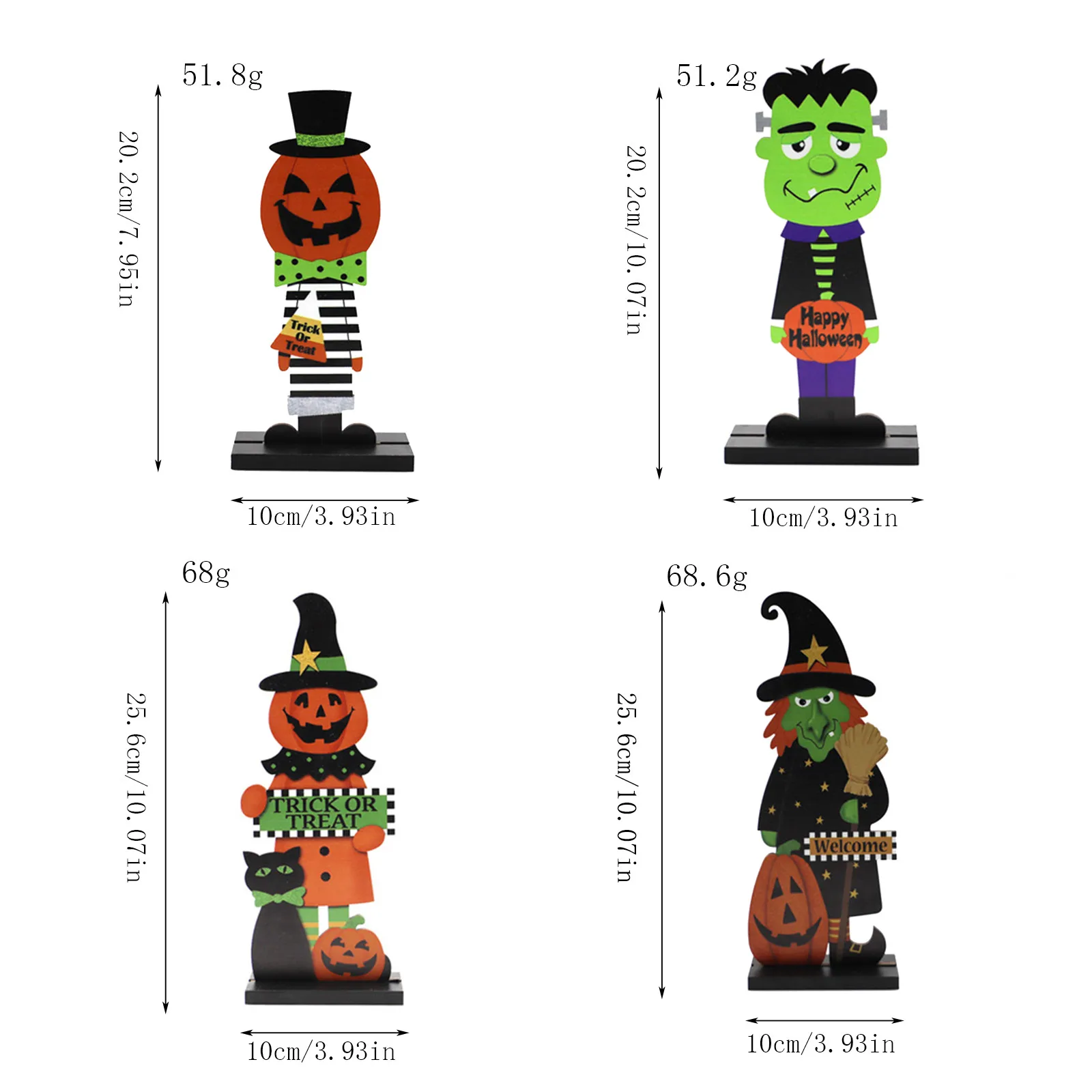 4pcs Happy Halloween Wooden Center Signs Decor Trick Or Treat Desktop Sign Pumpkin Witch Hoilday Home Party | Игрушки и хобби