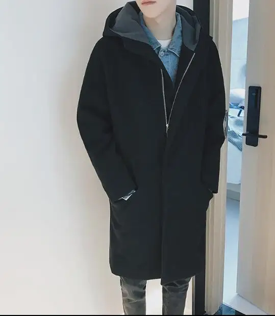 Мужские зимние куртки в английском стиле теплые однобортные шерстяные пальто