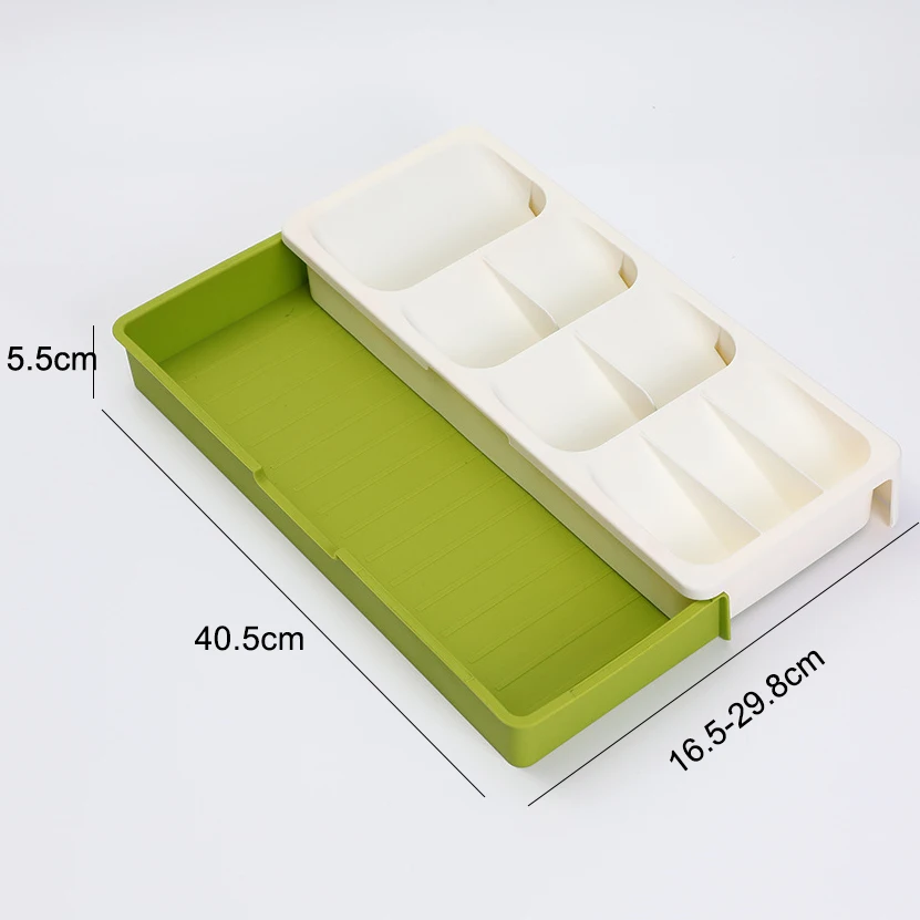 

Household Kitchen Adjustable Kitchenware Storage Tray Cutlery Separator Organizer Telescopic Tableware Storage Box Drawer Rack