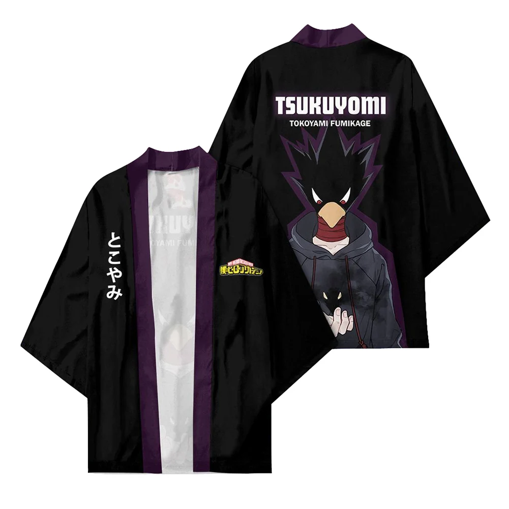 

My Hero Academia Fumikage Tokoyami Cloak Kimono Cardigan Robe Cospaly Costume Print Casual Coat