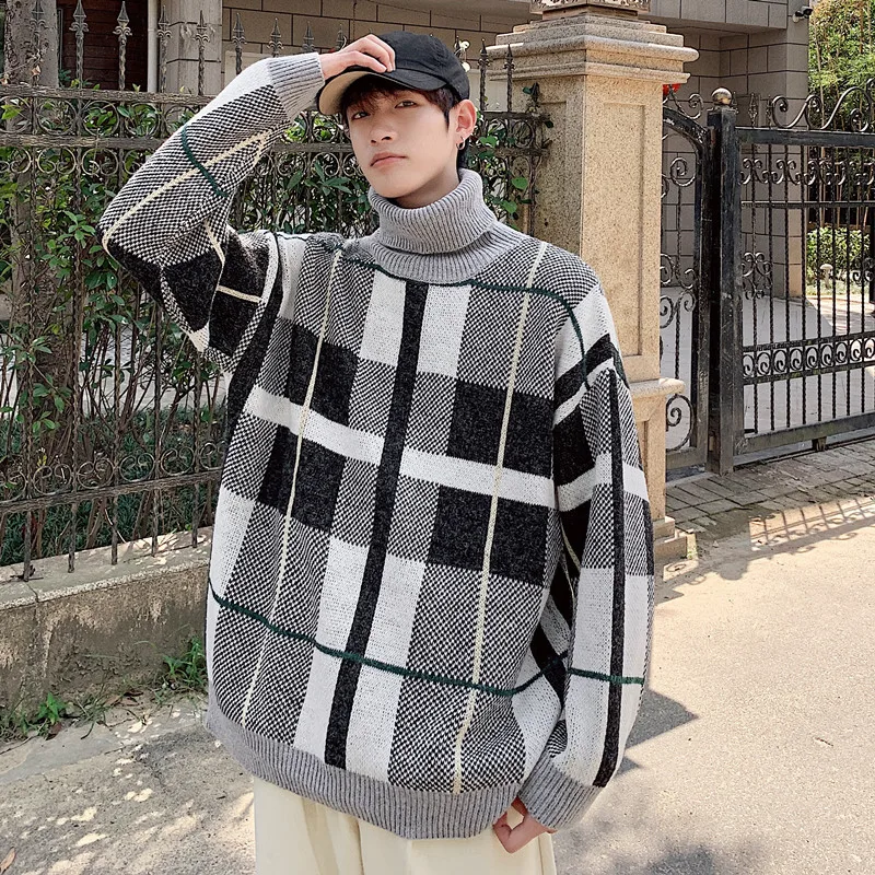 2019 зимние мужские трусы с квадтратным принтом пальто кашемировый свитер толстый