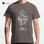 Классическая винтажная католическая футболка с изображением Священного Сердца Иисуса Христа, футболка
