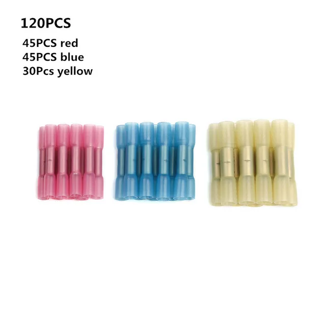 120Pcs 220/200/120/100 шт Водонепроницаемый терм усадочная стыковые соединители Электрический провод Кабельный соединитель обжимные клеммы соединители AWG 22 до 10 комплект - Цвет: 120Pcs