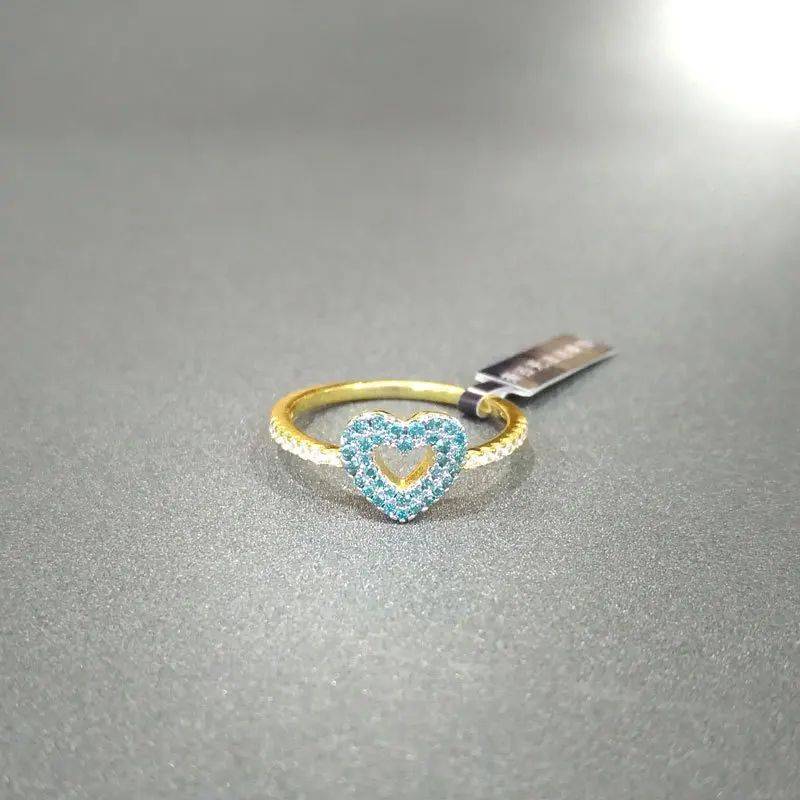 Ченый s925 серебро кольцо августа Новый озерно голубой в форме сердца Женская мода