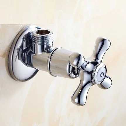 MTTUZK European antique Brass Filling Valves Rose Gold Angle Valve Golden/ Black/ Chrome Water Stop Valve G1/2" - Цвет: chrome hot water