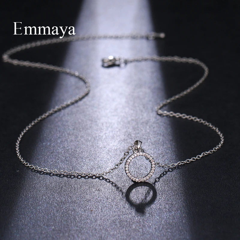 Emmaya простой стиль круглая серебряного цвета кубический циркон для женщин и