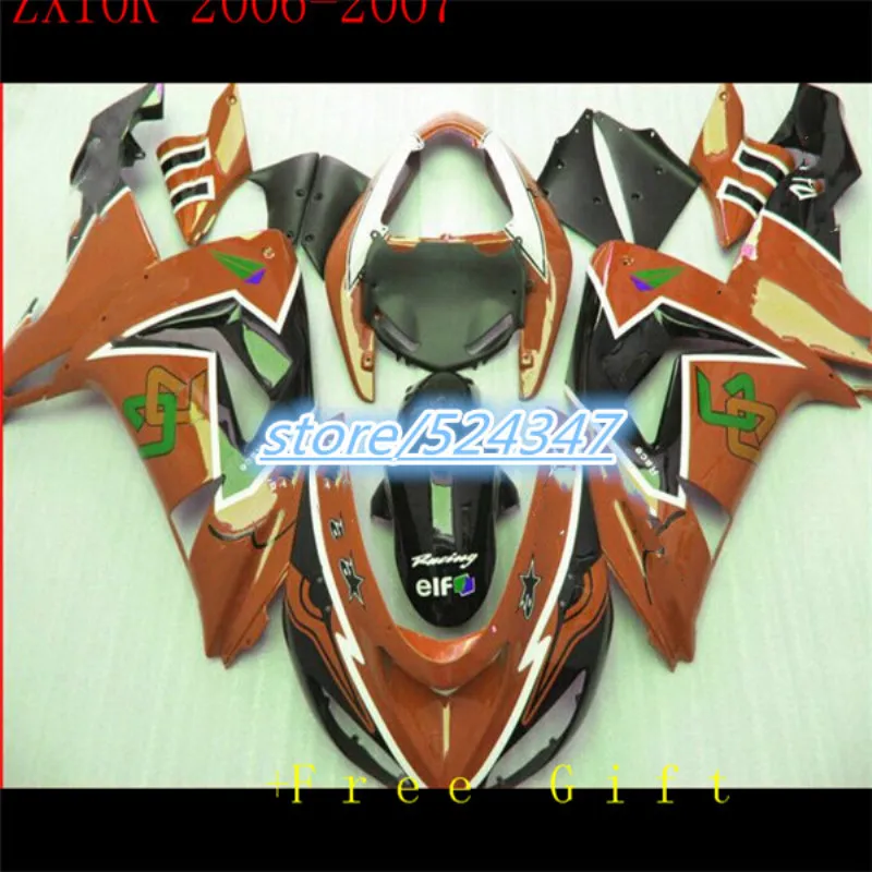 

orange black green ABS Fairing for ZX10R 06 07 ZX-10R 2006-2007 06-07 gold silver Motorcycle Body Aftermarket Plastic