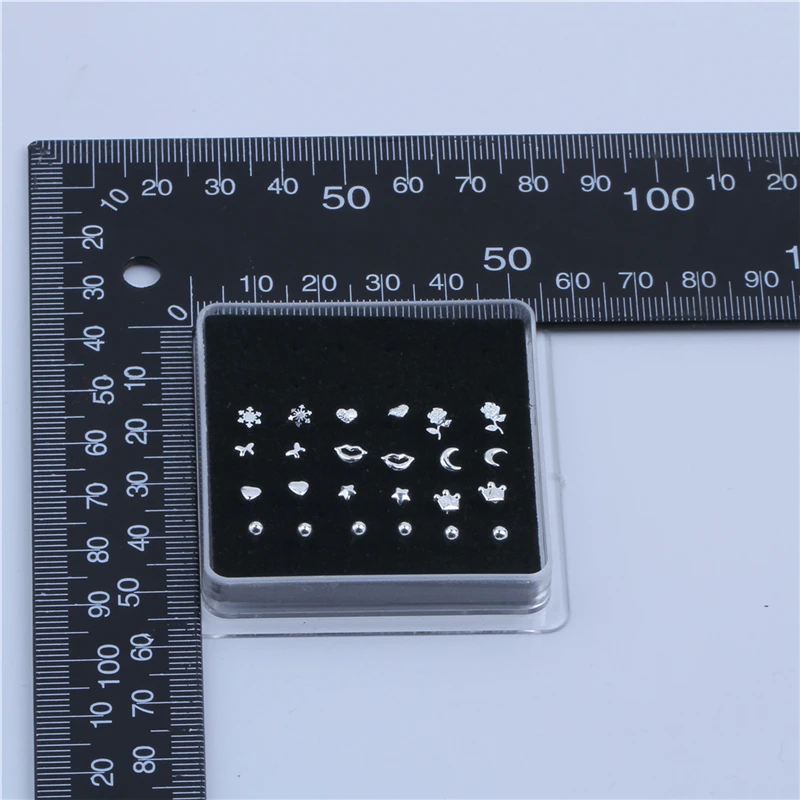 Серьги-гвоздики для пирсинга носа круглые кольца в форме сердца 24 шт./кор. модное