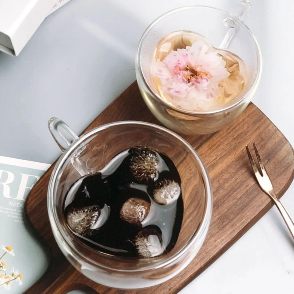 Термостойкая стеклянная кружка с двойными стенками дорожные двухслойные