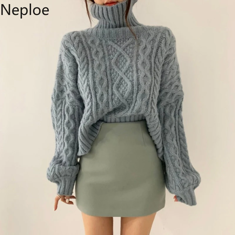 Neploe, Женский пуловер, свитер, водолазка, плотный, длинный рукав, Pull Femme,, зимний, теплый, Ретро стиль, вязанный джемпер, 56075
