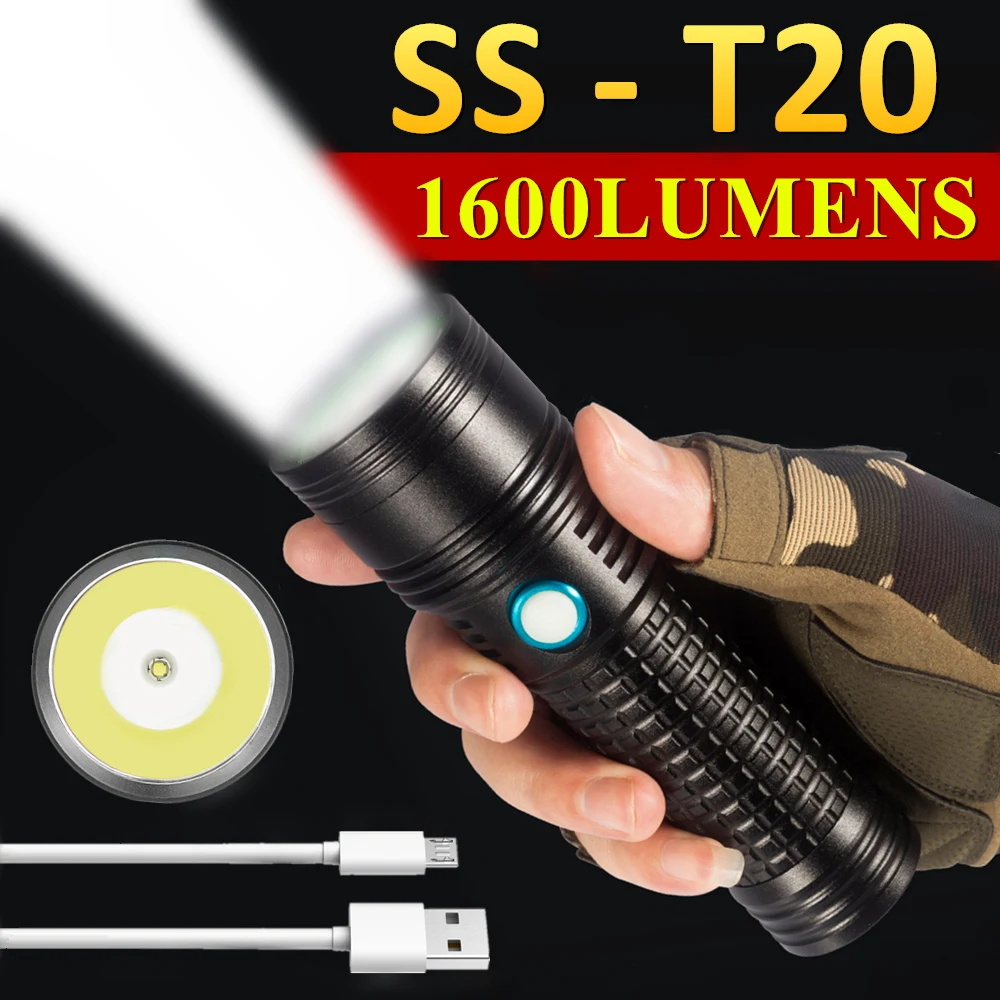 

SST20/SST40 1600LM Outdoor Hunting LED Powerful Flashlight LUMINUS Hiking Searchlight USB Charging 26650 Camping Tactical Torch