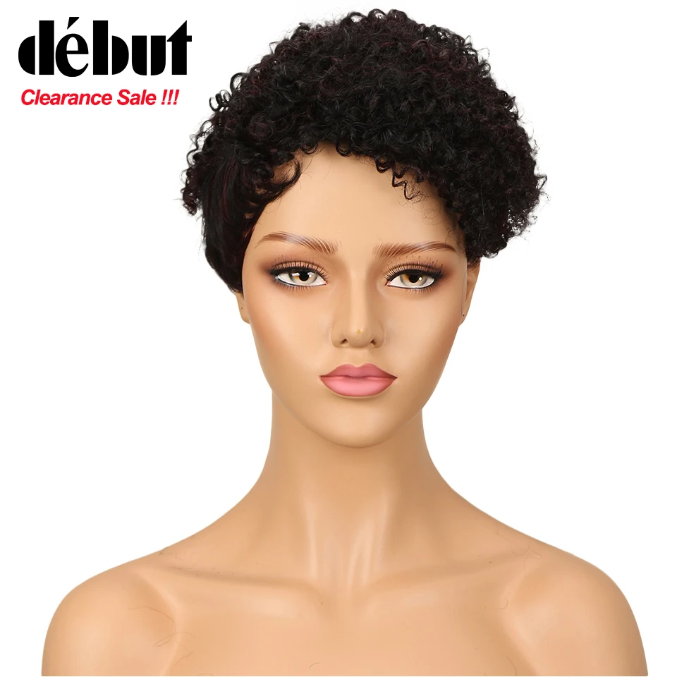 Дебютные кудрявые парики из человеческих волос Короткие для черных женщин афро
