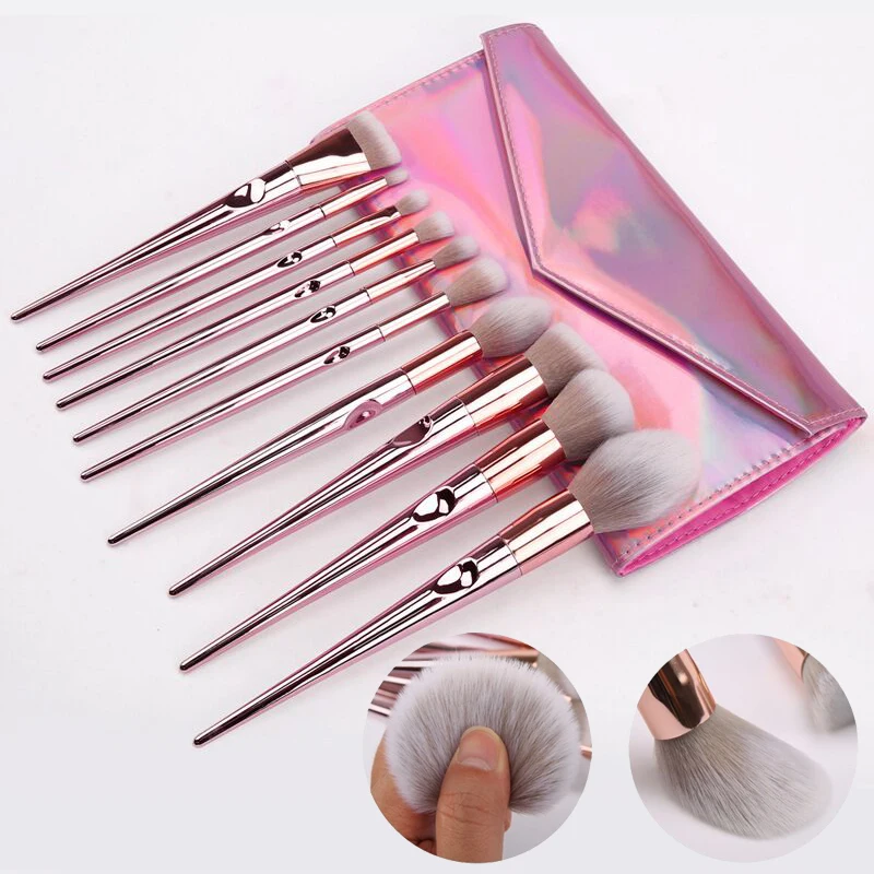 Изготовленный на заказ ярлык Премиум 10 шт. кисти для макияжа комплект основа лица