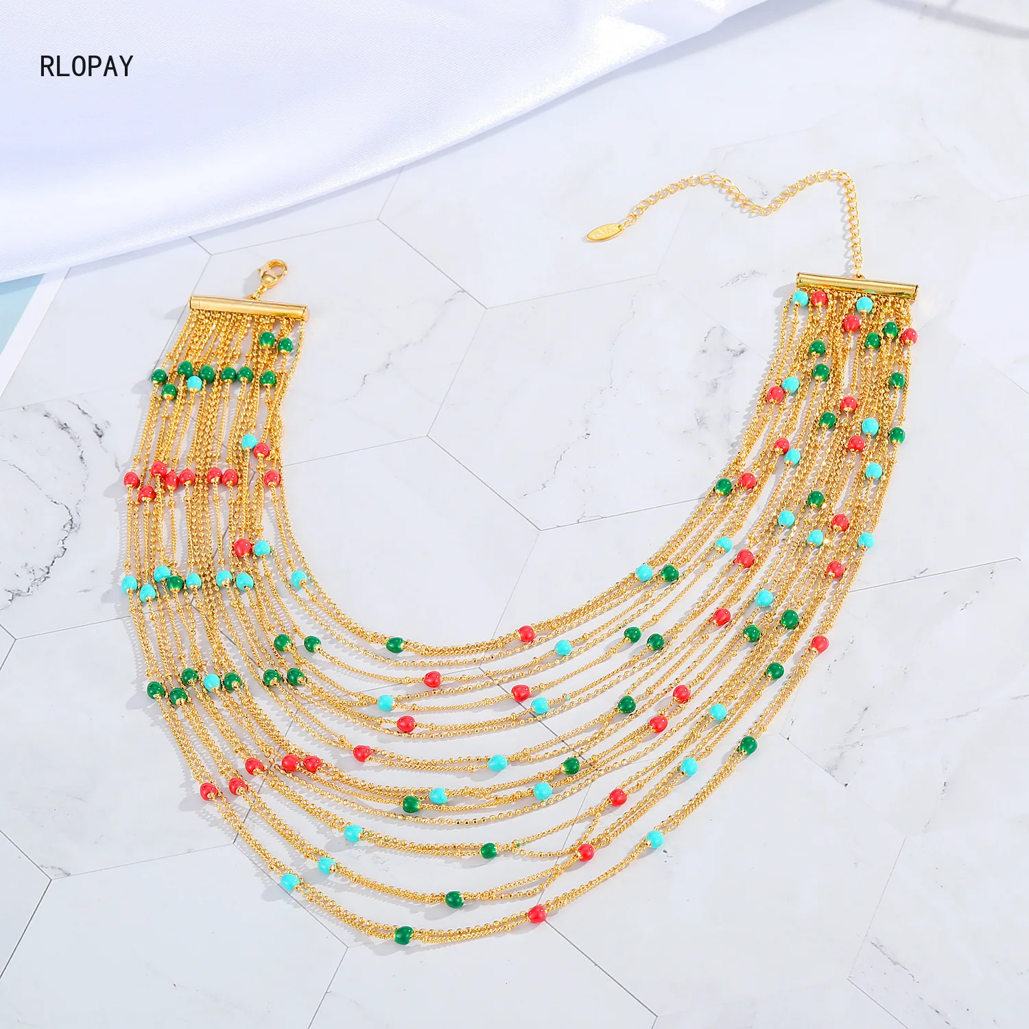 

Ручной работы в этническом стиле стразы бусы колье ожерелье регулируемой длины цепи позолота многослойные украшения ожерелье для женщин