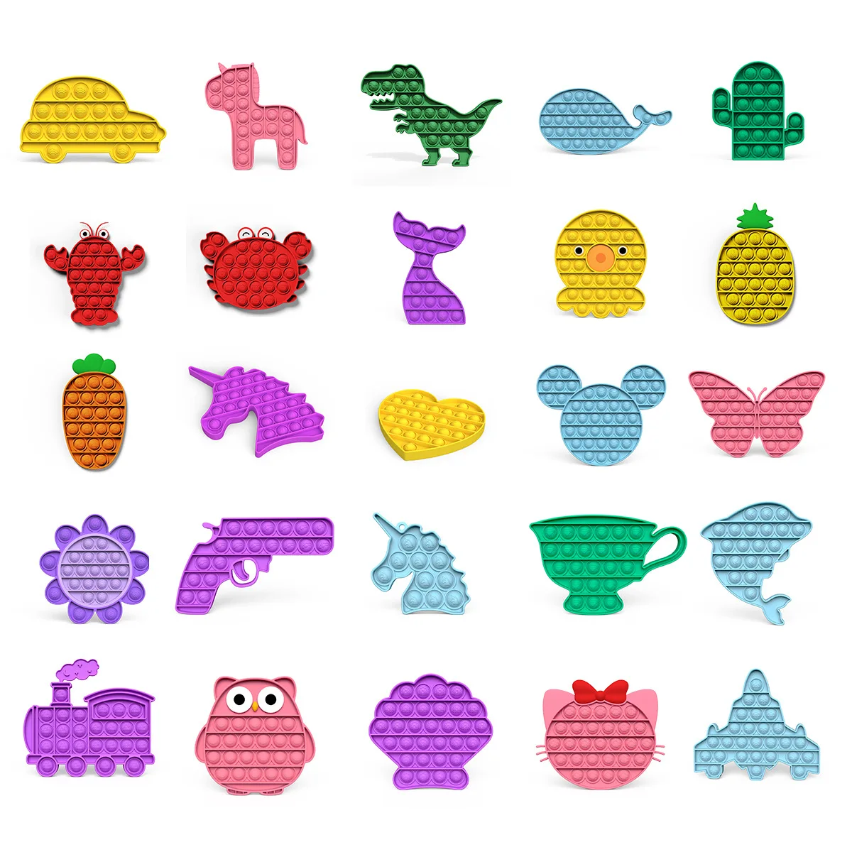 

2021 Animals Pops Fidget Toys Push Bubble For Schoolbag Board Pendant Hot Adult Stress Relief Toy Pop Squishy Kids Anti-Stress