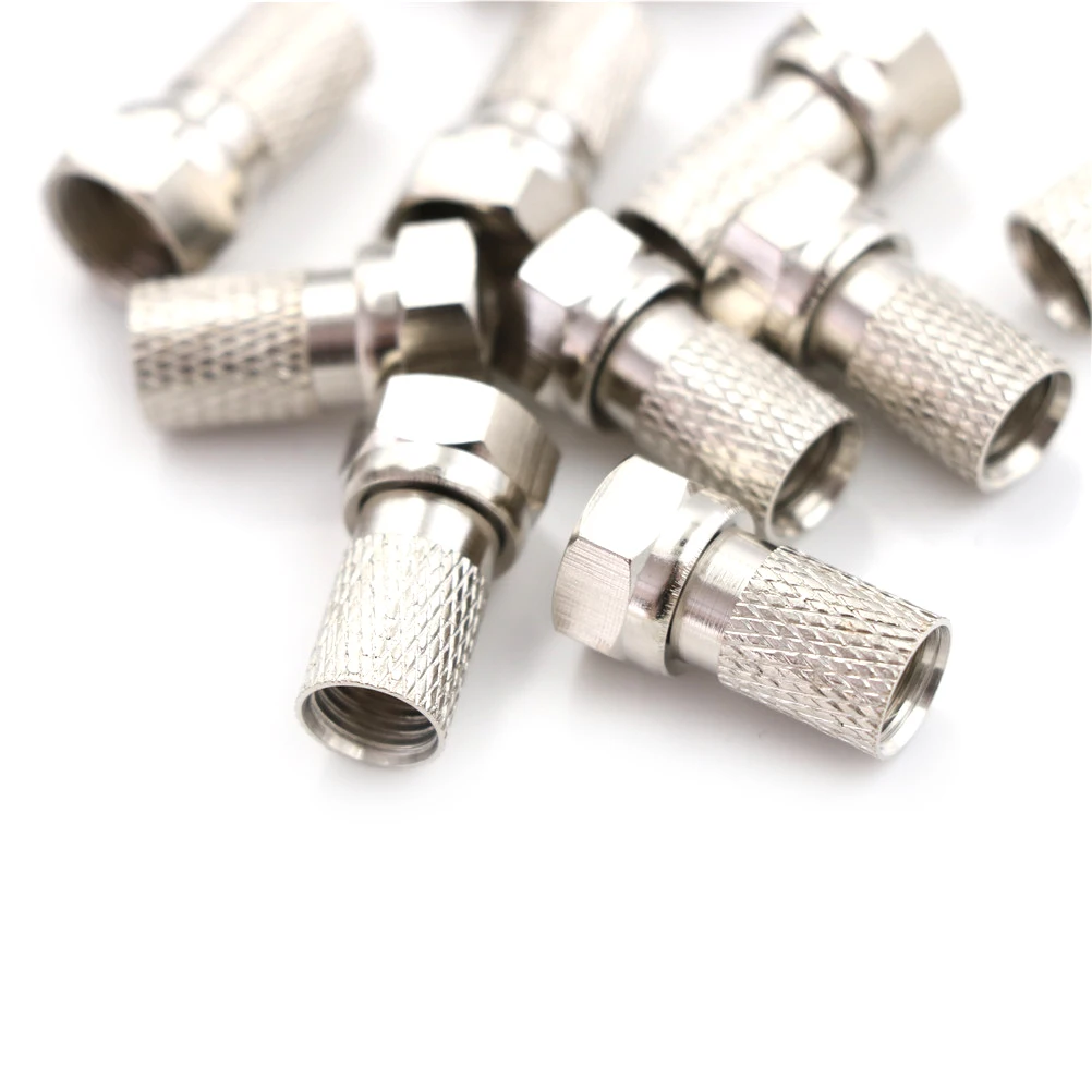 10Pcs/lot New Aluminium Alloy F Plug Connector RG6 Satellite Sky Virgin TV Aerial Cable Screw Twist Coax | Обустройство дома
