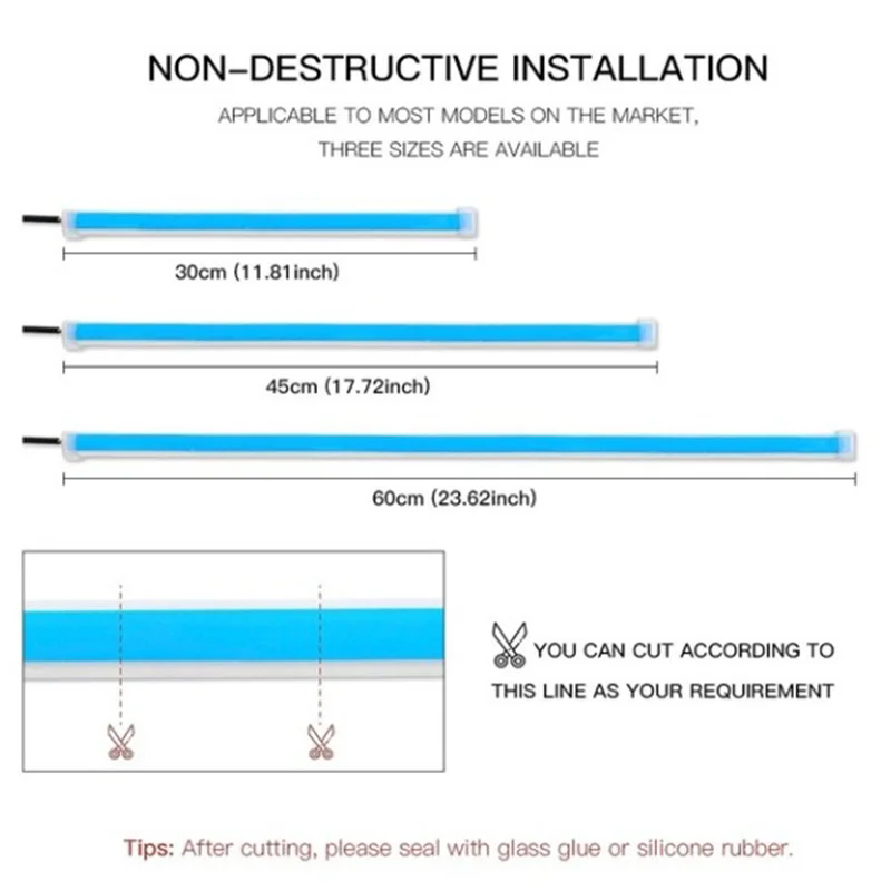 Сканирование автомобильного светодиодного внешнего дневного света "Start scanning automobile LED daily light external ultra thin guide bar dual color streamer turn signal driving on".