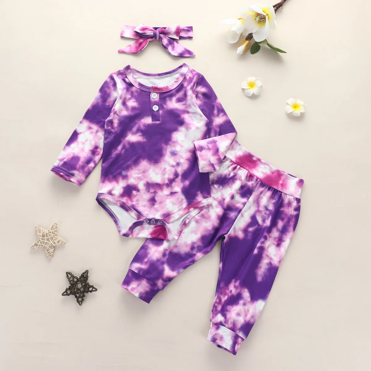 Для маленьких девочек тай дай в рубчик одежда установленная полным рукавом и