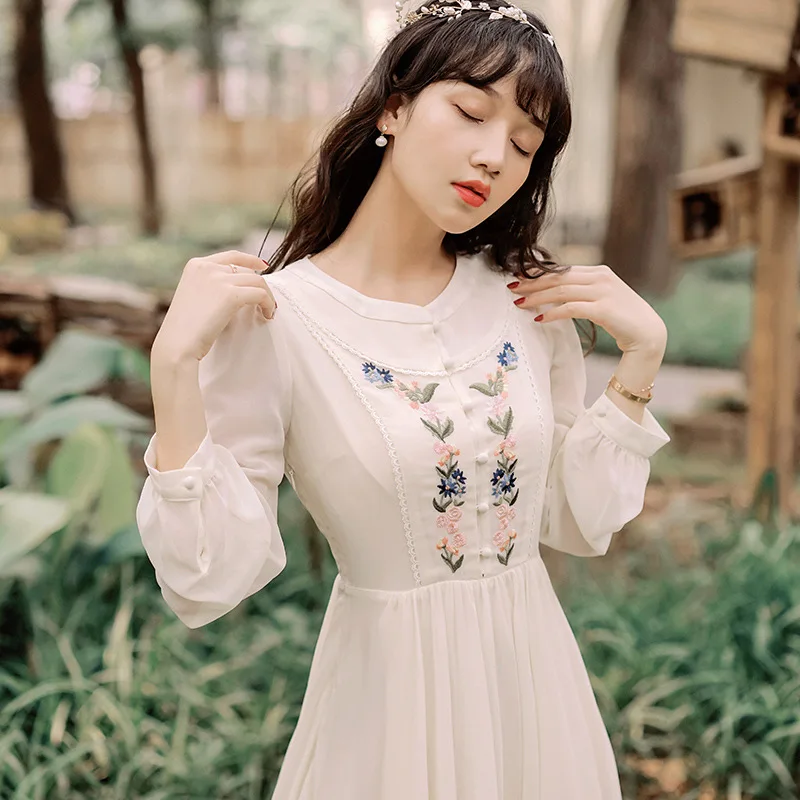 Ubei/2019 г. французское винтажное белое осеннее Новое сказочное длинное приталенное