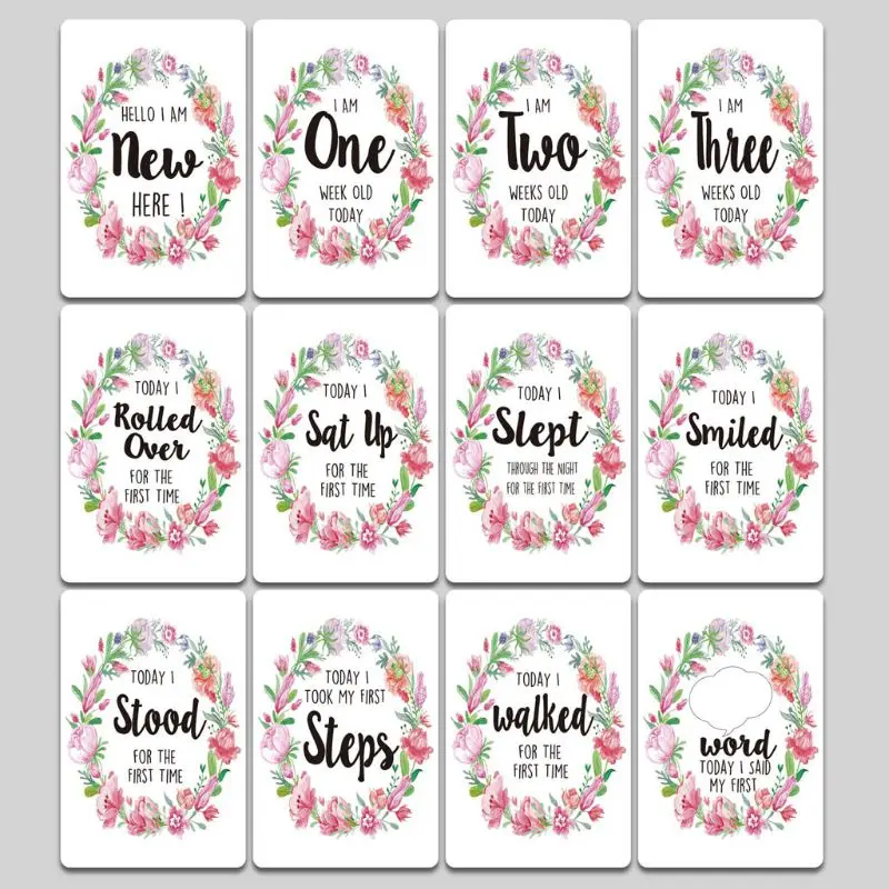 

Baby Milestone Photo Cards Unisex Moment Landmark Cards Age Markers & Unique Firsts Baby Shower Gift Set