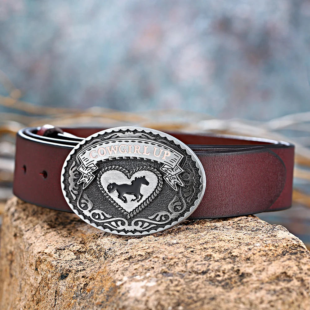 

cowboy and cowgirl up European and American fashion jeans waistband ornaments One-piece button