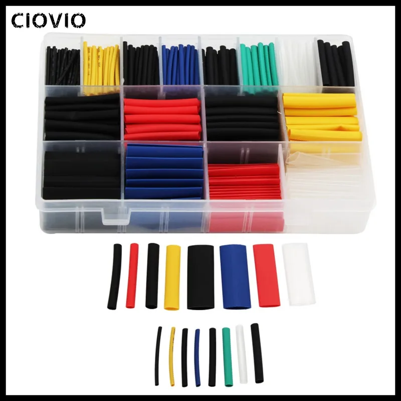 

580pcs Thermoresistant tube heat shrink tubing,Insulation Sleeving Polyolefin 2:1 Shrink wrapping Assorted box kit
