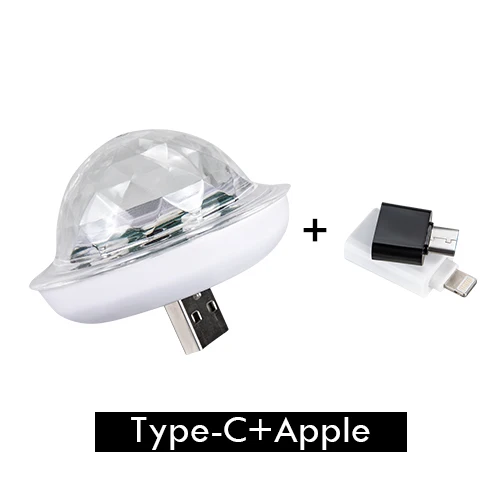 Type-C with Apple Мини светодиодное оборудование для дискотек Портативный USB сценические вечерние украшения DC 5V 5W USB волшебный шар домашнее караоке красочный эффект DJ свет - Цвет: Type-C with Apple