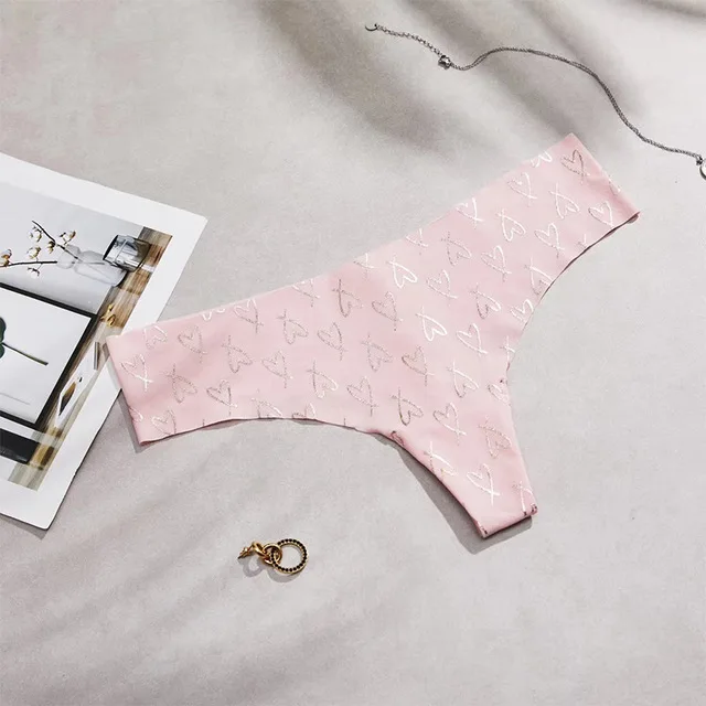 Розовой надписью трусики Для женщин нижнее белье с принтом в виде сердца