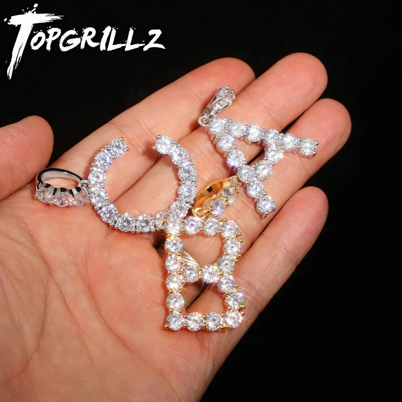 Ожерелье с подвеской в виде фианита надписью A Z и цепью 4 мм для тенниса мужские