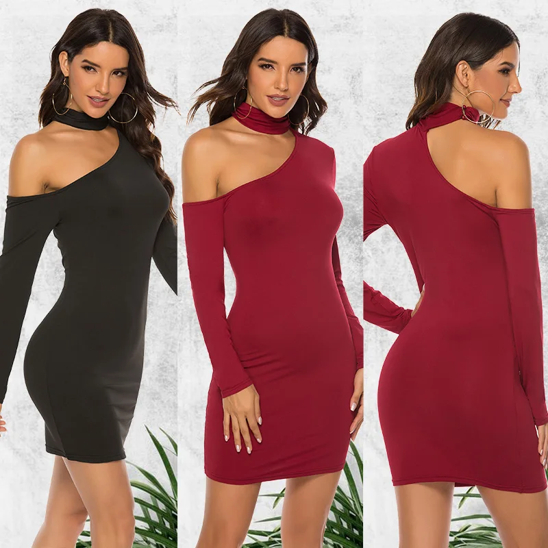 

Женское облегающее платье на одно плечо, красное или черное элегантное вечернее вечерние-платье знаменитости, лето-осень 2022