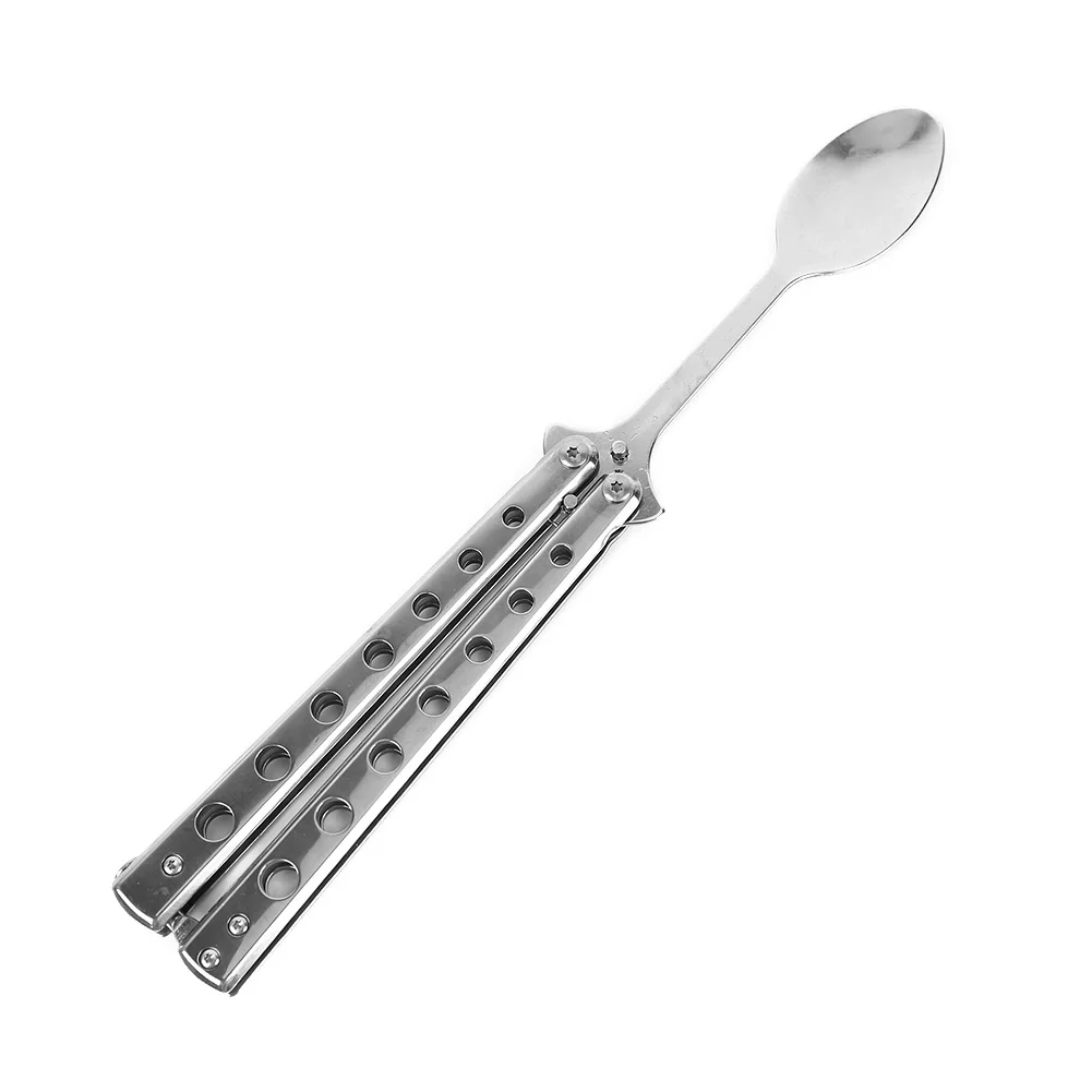Складная ложка-бабочка вилка Balisong тренировочная ложка уличная посуда для