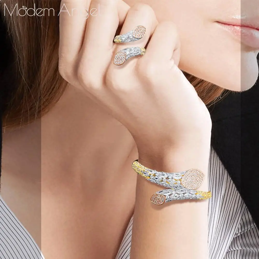 Женский набор колец ModemAngel из меди и фианита класса ААА вечерние свадебные