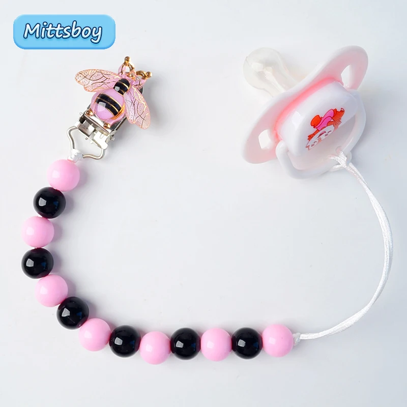 

Cartoon Bee Baby Pacifier Clip Chain Holder Soother Pacifier Clips Leash Strap Nipple Holder For Infant Nipple Bottle Clip Chain