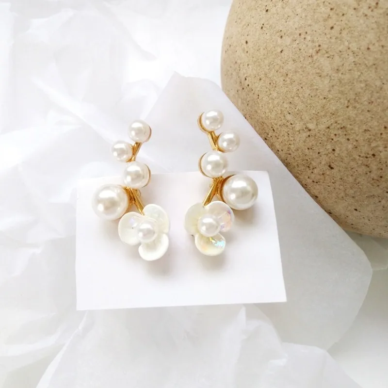 

Trend Beautiful Simple Imitation Pearl Flower Clip Earrings for Girl Women's Accessories Fashion Temperament Lady Charm Jewelry