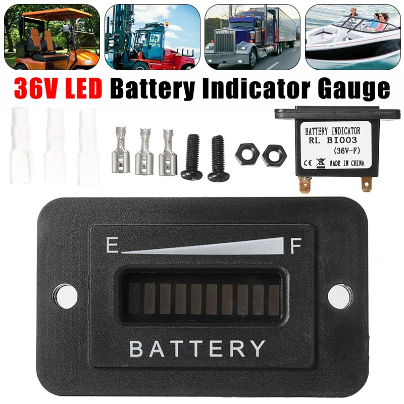 Indicador de batería de 36 voltios, indicador de combustible para vehículo eléctrico, pantalla LED impermeable para EZGO Club, medidor de carrito de Golf, ATV, novedad