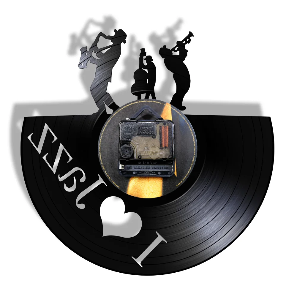 Blues Джаз настенные часы в виде скрипичного ключа виниловых пластинок Винтаж 12