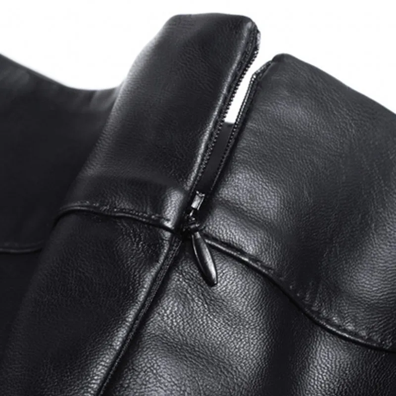 Women PU Skirt 2020 Solid Black Autumn Split Mid Length Skirts High Waist OL Quality Office Lady Female Clothes | Женская одежда