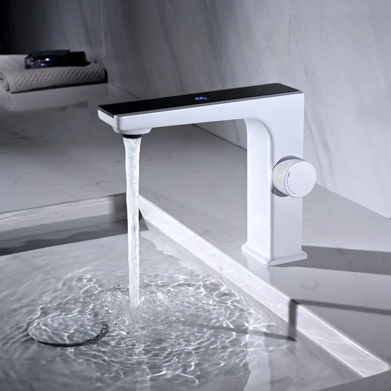 Digital bathroom faucet luxury display tap sink white water crane Basin cabinet wash basin |
